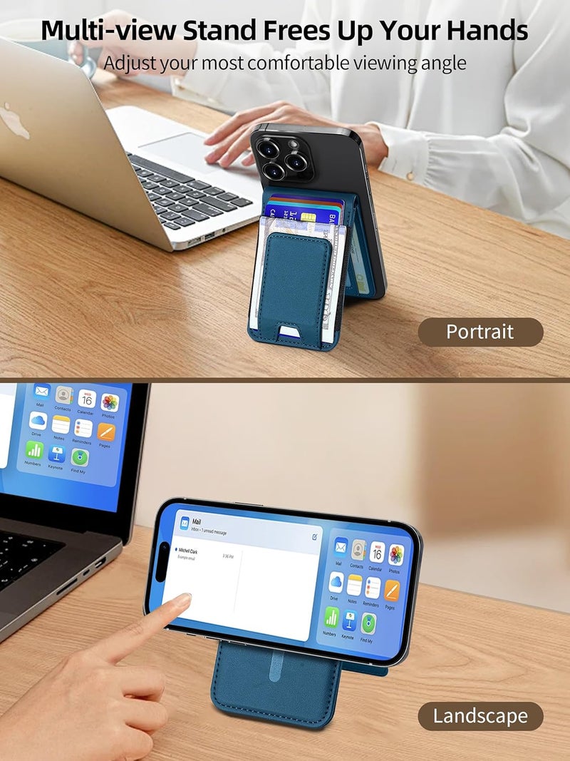TopMade for MagSafe Wallet with Money Clip, Works with Apple Find My, Magnetic Wallet for iPhone 17/16/15/14/13/12 Series, for iPhone Wallet Stand with Finder Tracker, Dark Blue - Image 3
